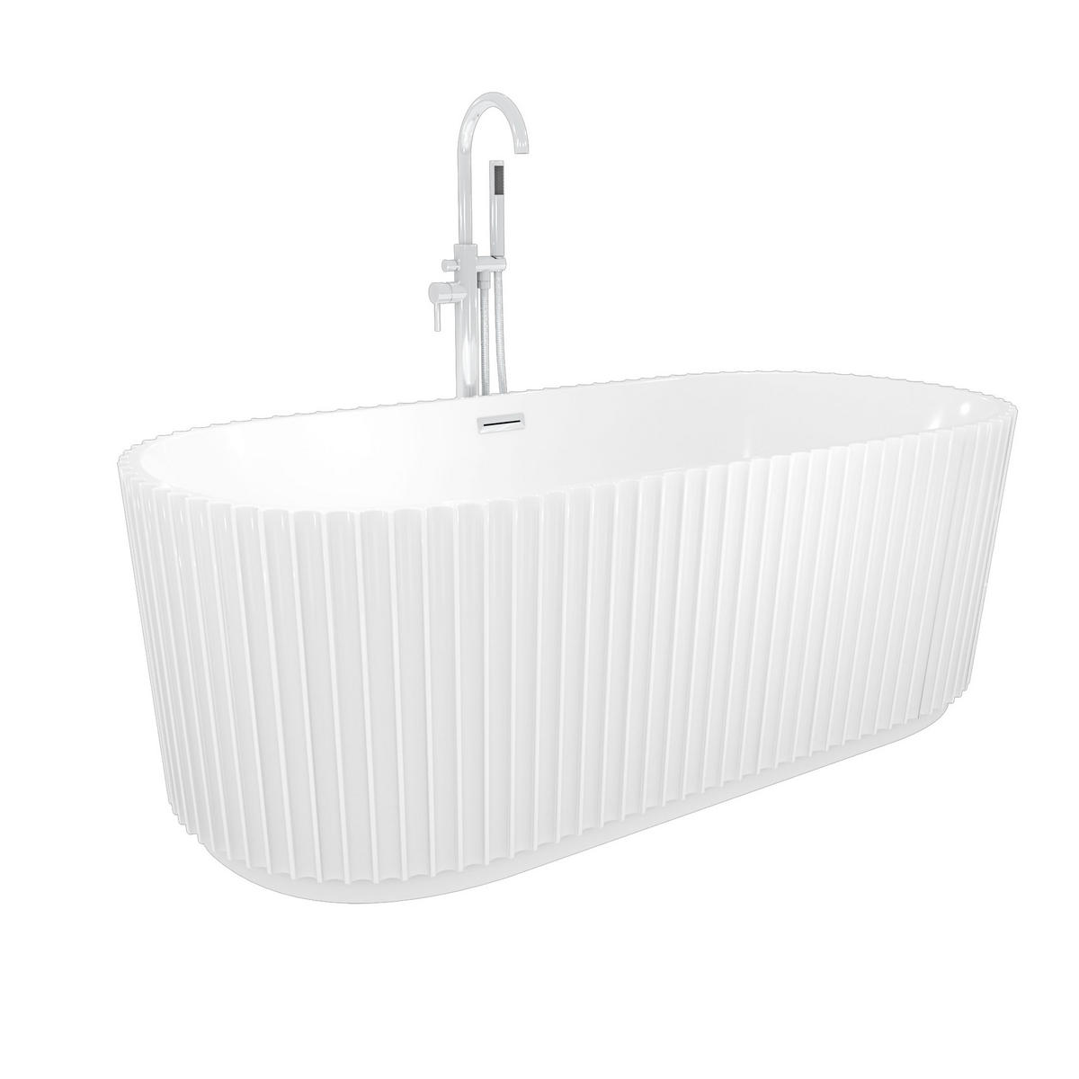 FREISTEHENDE Badewanne Wanne F08 170x80cm mit Armatur AF02 - Weiß, Glas/Kunststoff (80/58/170cm) - AcquaVapore by Sandra Jentho