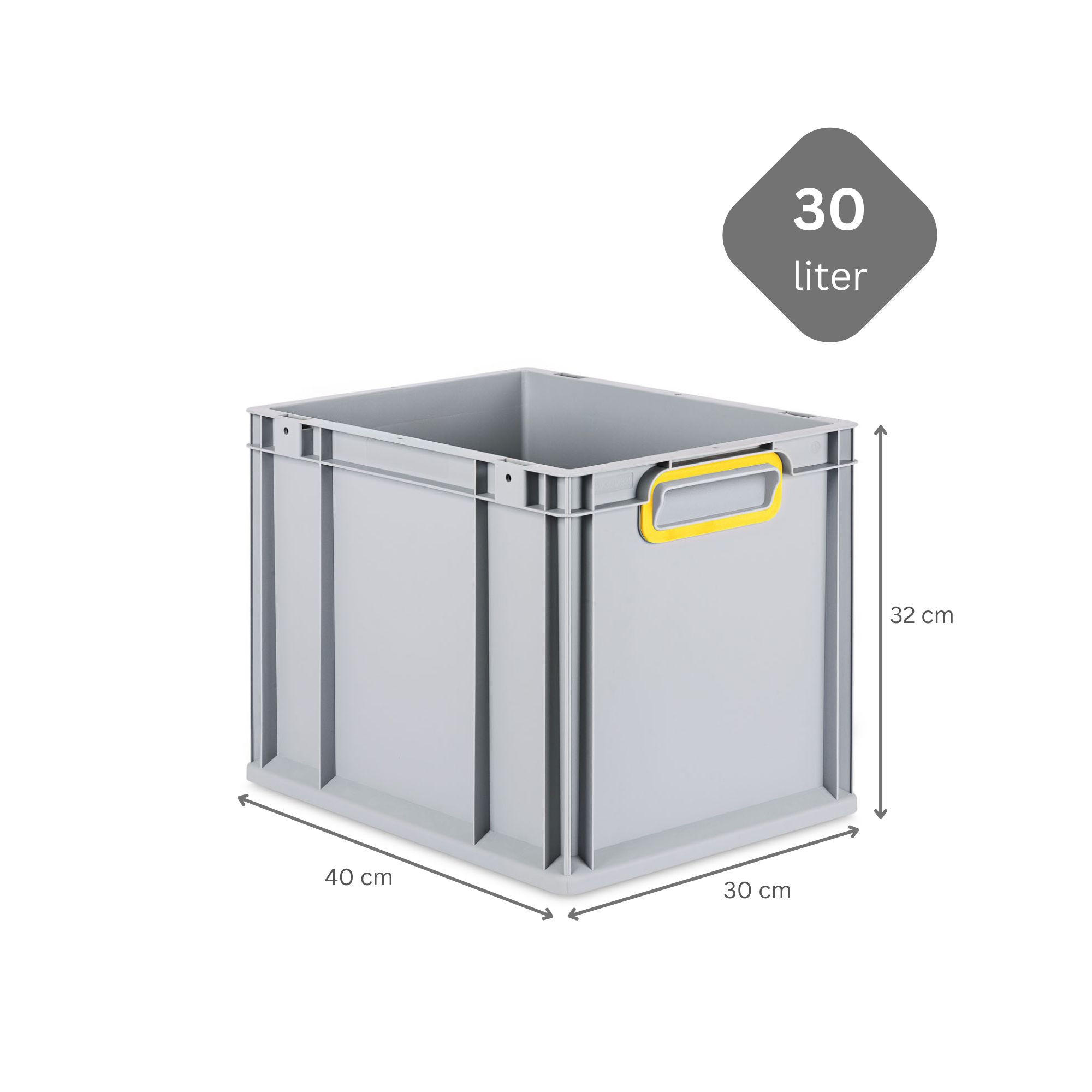EUROBOX 5x Nextgen Color 32x30x40cm 30 Liter Griffe Gelb Geschlossen - Gelb, Kunststoff (30/32/40cm) - PROREGAL