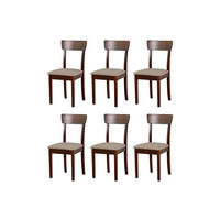 STUHL Hugo 1 (6er Set) - Graubraun/Nussbaumfarben, Holz (43/86/40cm) - Leaf Design