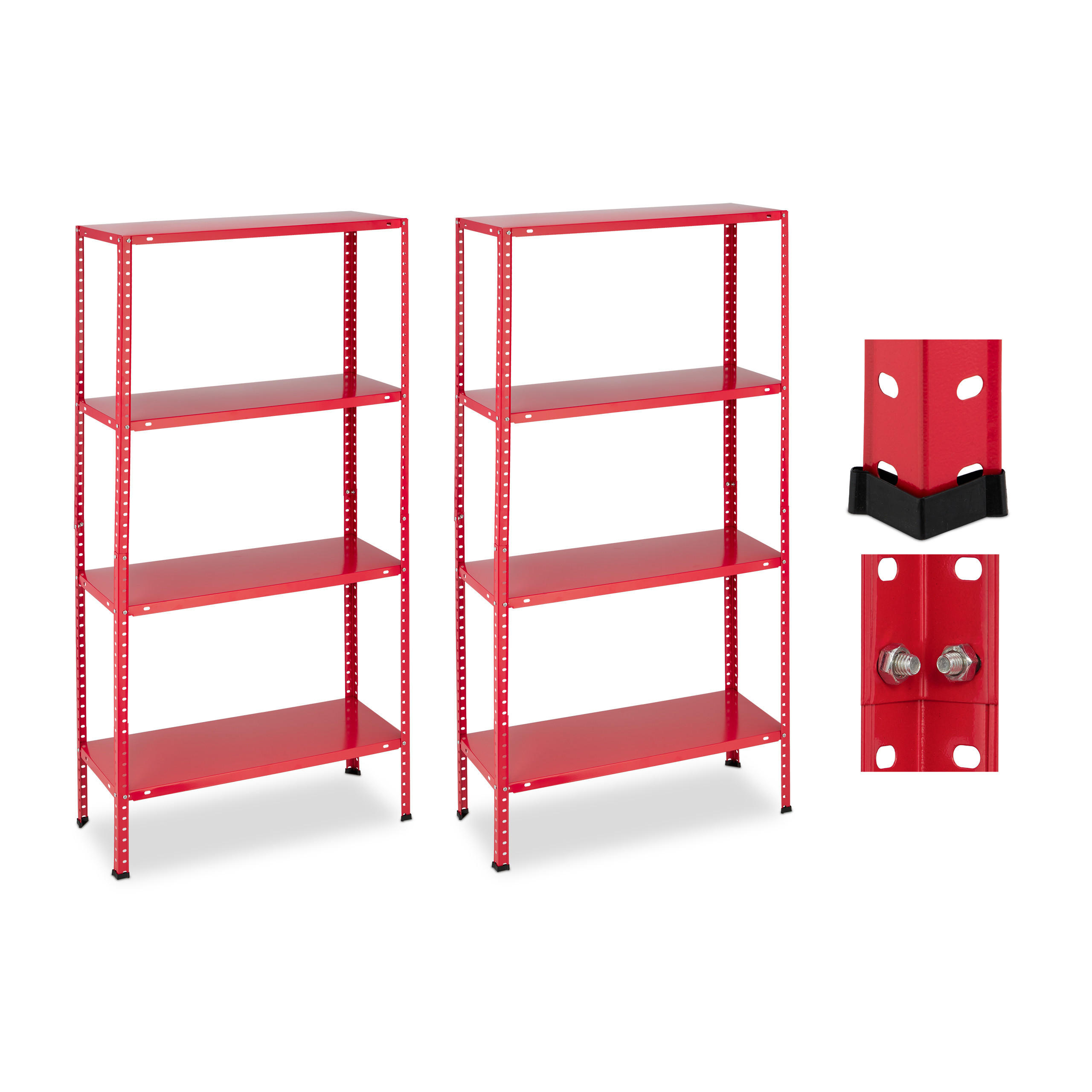2XSCHWERLASTREGAL - Rot, Kunststoff/Metall (75.5/147.5/30.5cm) - Relaxdays