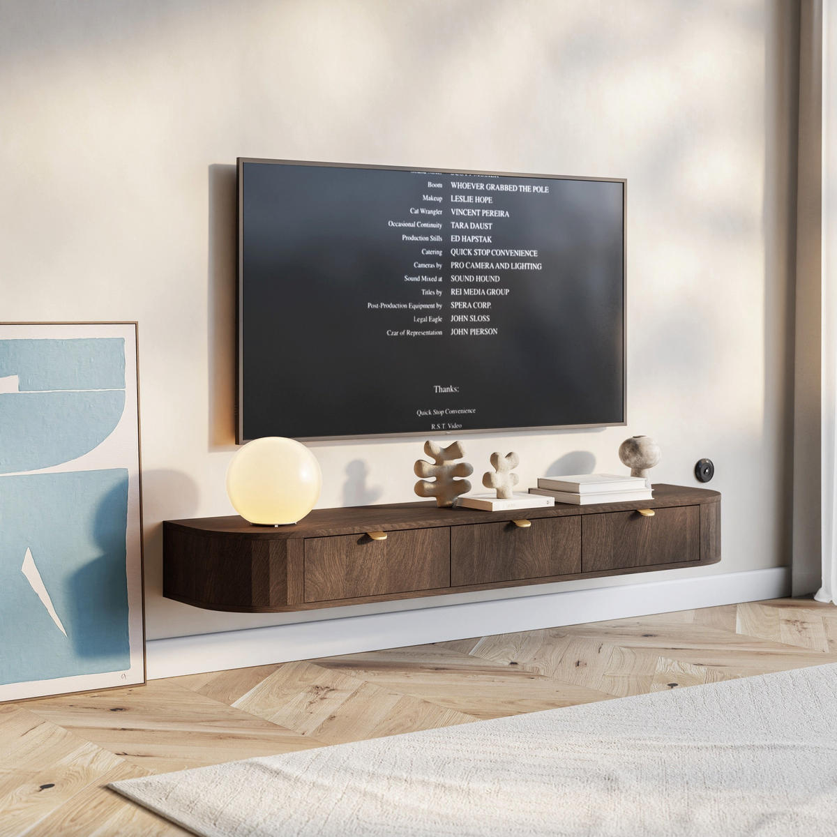 TV stolek Coru Slim, dub, 175 cm - tmavě hnědá, kov/kompozitní dřevo (175.4/20/39.1cm) - Selsey