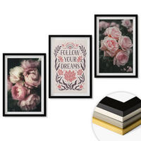 WANDBILDER 3er-Set - 40x60 cm Schwarzer Rahmen - Vintage-Rosenträume-Inschrift - Schwarz, Kunststoff (40/60cm) - ArtPrintCave