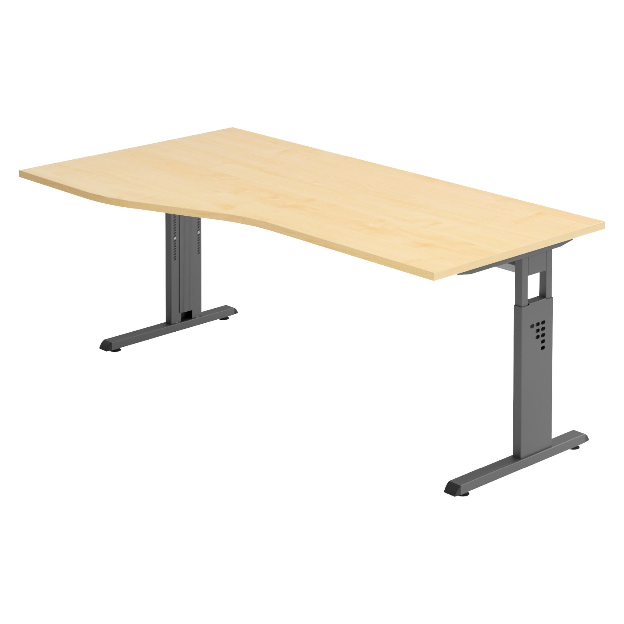 SCHREIBTISCH Serie-O 100/180/74 cm in Ahornfarben/Graphitfarben - Ahornfarben/Graphitfarben, Holzwerkstoff (100/180/74cm) - bümö