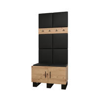 GARDEROBEN-SET 196/84/45,6 - Schwarz/Eiche Artisan, Holz/Kunststoff (84/196/45.6cm) - Abiks Möbel