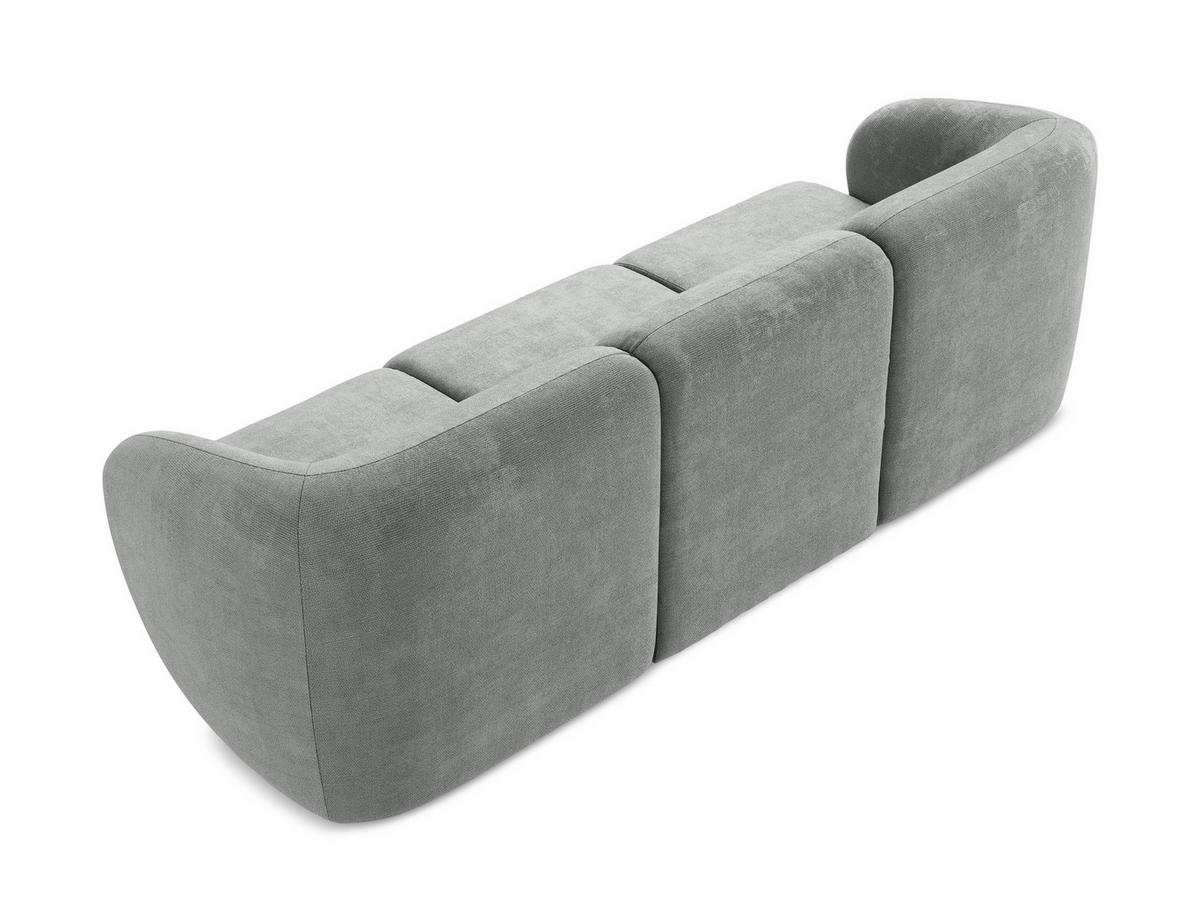3-SITZER SOFA Chenille Stoff Grau - Schwarz/Grau, Holzwerkstoff/Kunststoff (244/75/94cm) - Makamii