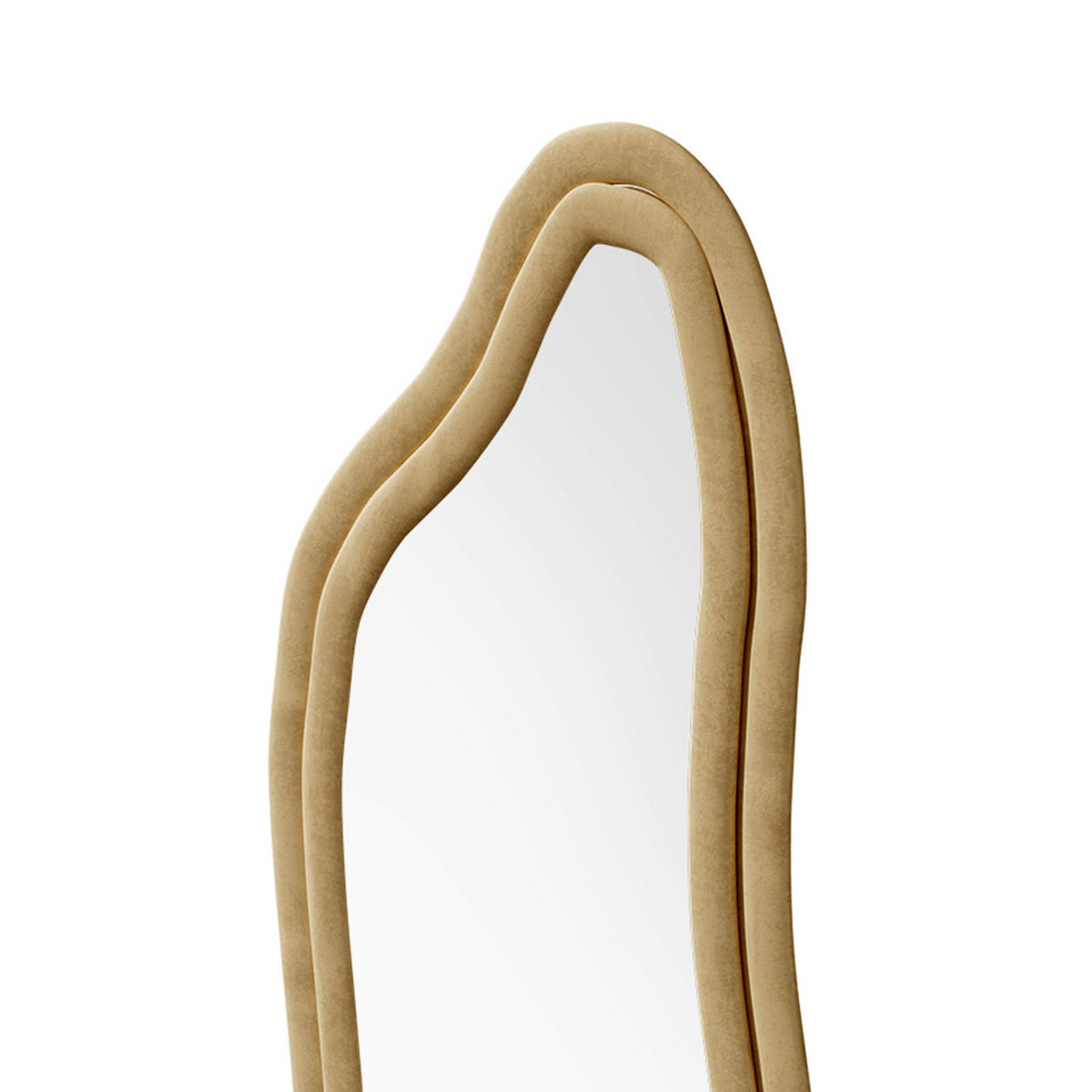 GANZKÖRPERSPIEGEL Wellen-Design mit U-Standfuß & Scharnier 140/45 cm Champagner-Gold - Goldfarben, Glas/Holzwerkstoff (45/140/3cm) - Creahappy