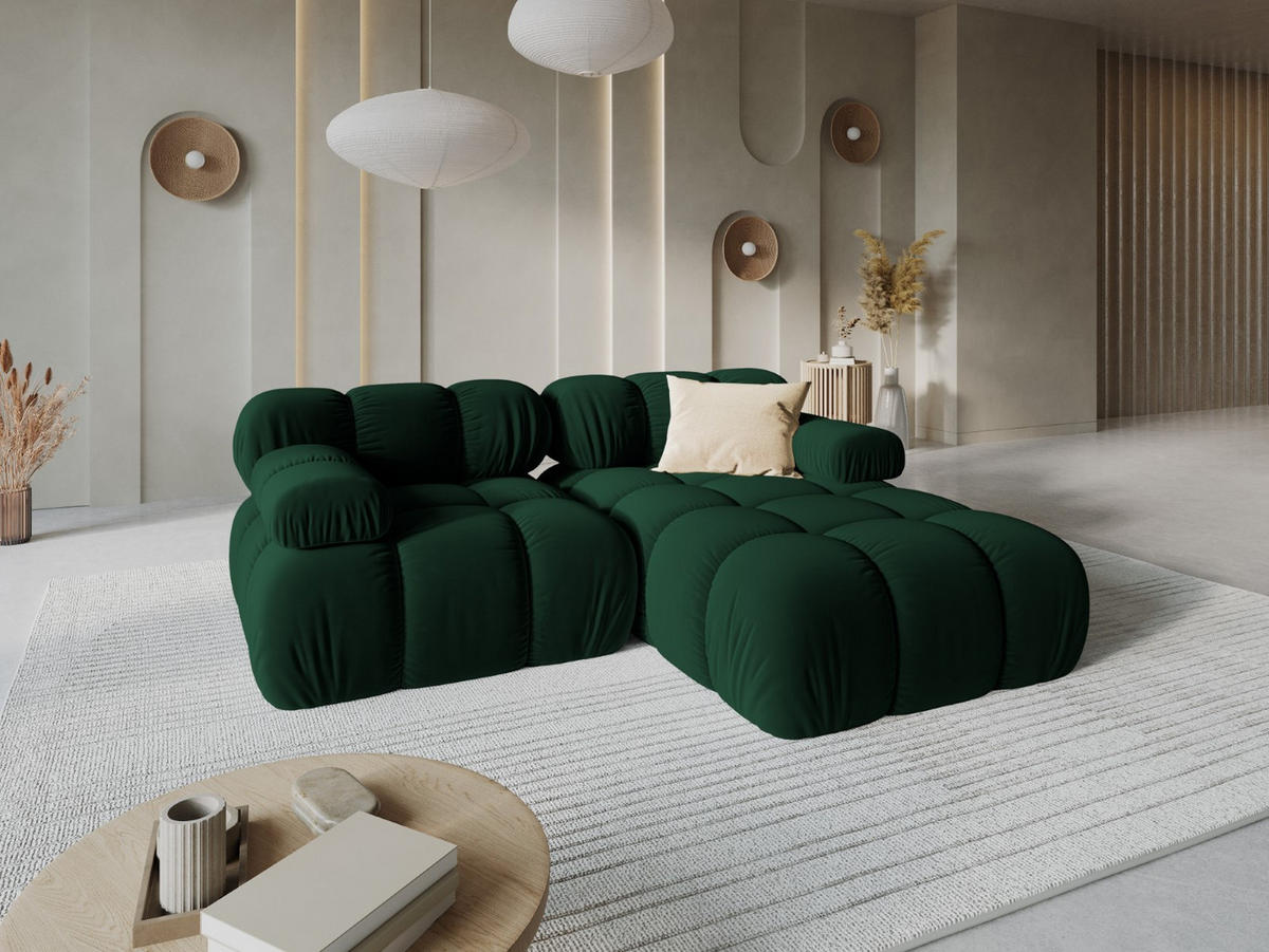 MODULARES-ECKSOFA rechts Bellis aus Samt flaschengrün 3 Sitzplätze - Grün, Textil (157/191cm) - Micadoni