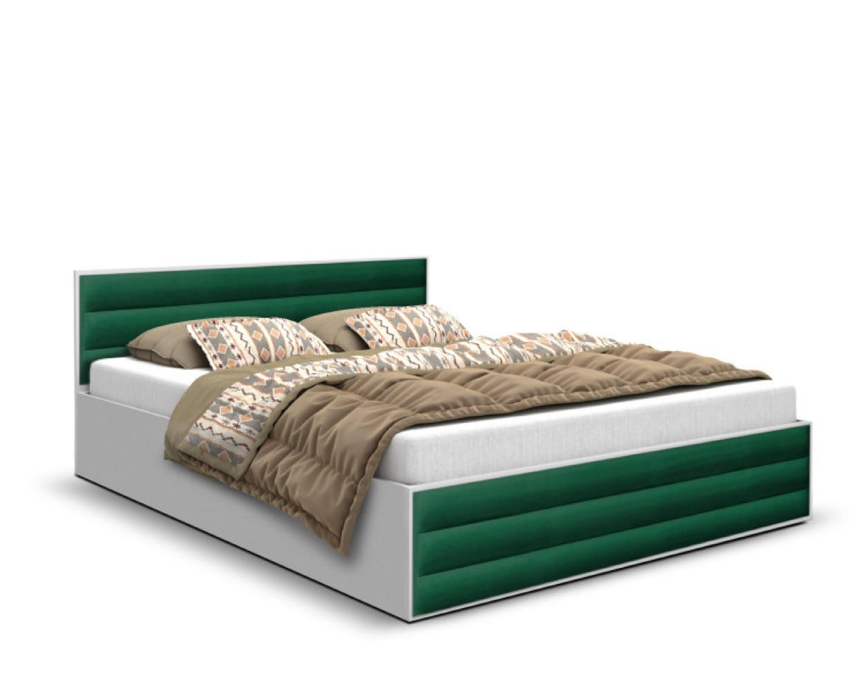 BETT Grün ALDO 3 Mit Bettkasten Und Gepolsterten Paneelen 160x200 cm - Grün, Textil (160/200cm) - Sepro Meble
