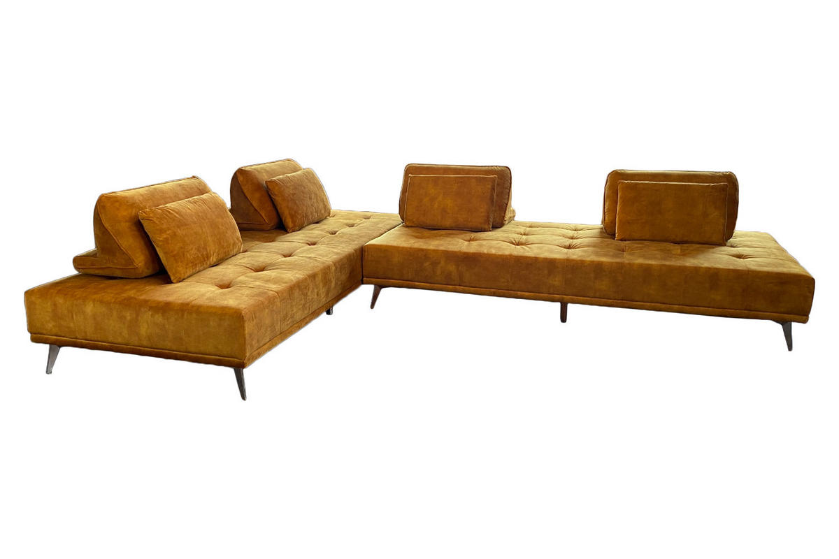 MODULSOFA WIOLO Gold Velvet - Silberfarben/Goldfarben, Textil (350/80/240cm) - KAWOLA