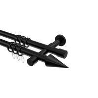 GARDINENSTANGEN-SET Prestige Savio 400 cm (geteilt in 2 x 200 cm), 2-läufig, 20 mm Ø Schwarz - Schwarz, Metall (400cm) - INTERDECO