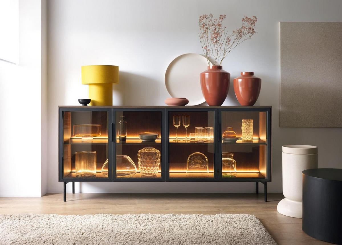 KOMMODE auf hohen Beinen MARBELA Eiche Dunin - Braun, Holzwerkstoff (181.3/82/39cm) - Compleo24