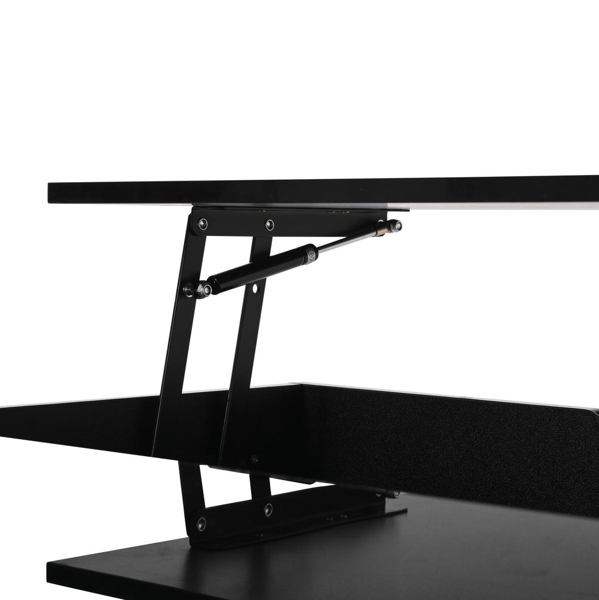 COUCHTISCH mit Ablage 80/75 cm höhenverstellbar mit LED-Beleuchtung in Schwarz - Schwarz, Holzwerkstoff (80/77/40cm) - BEAOK