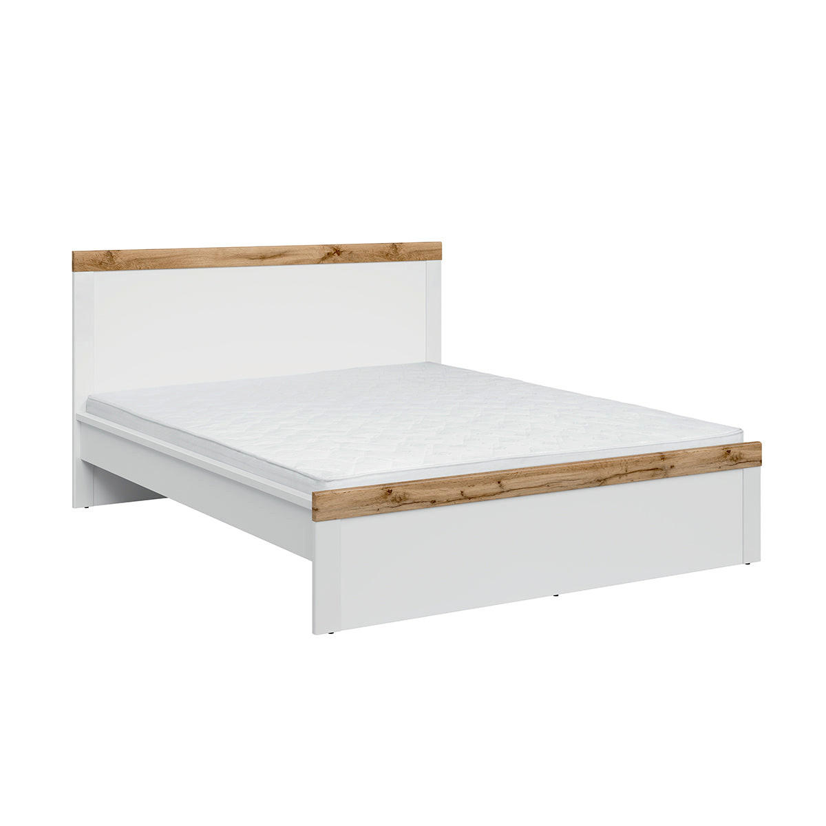 BETT 160/200 Hella Weiß und Holz - Weiß, Holzwerkstoff (160/200cm) - Petits-meubles