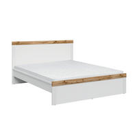 BETT 160/200 Hella Weiß und Holz - Weiß, Holzwerkstoff (160/200cm) - Petits-meubles