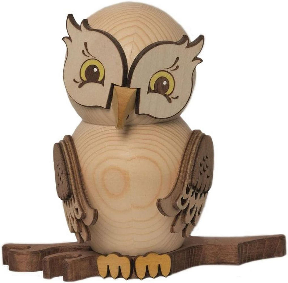 RAUCHFIGUR Eule natur 15 cm - Multicolor, Holz (10/15/10cm)