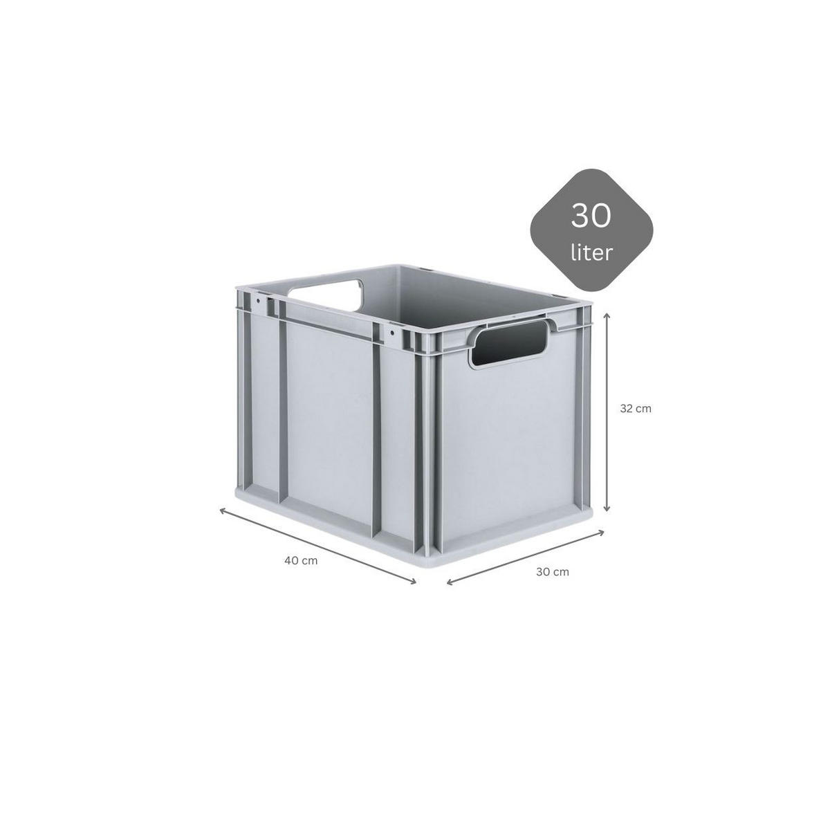 EUROBOX 5x Nextgen Economy Mit Scharnierdeckel Grau/BlauGriffe Offen 30 Liter - Blau, Kunststoff (30/32/40cm) - PROREGAL