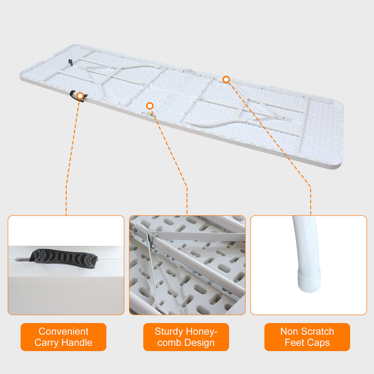 KLAPPTISCH 244 cm Weiß - Weiß, Kunststoff (243.9/73.6/73.6cm) - ComfortXL