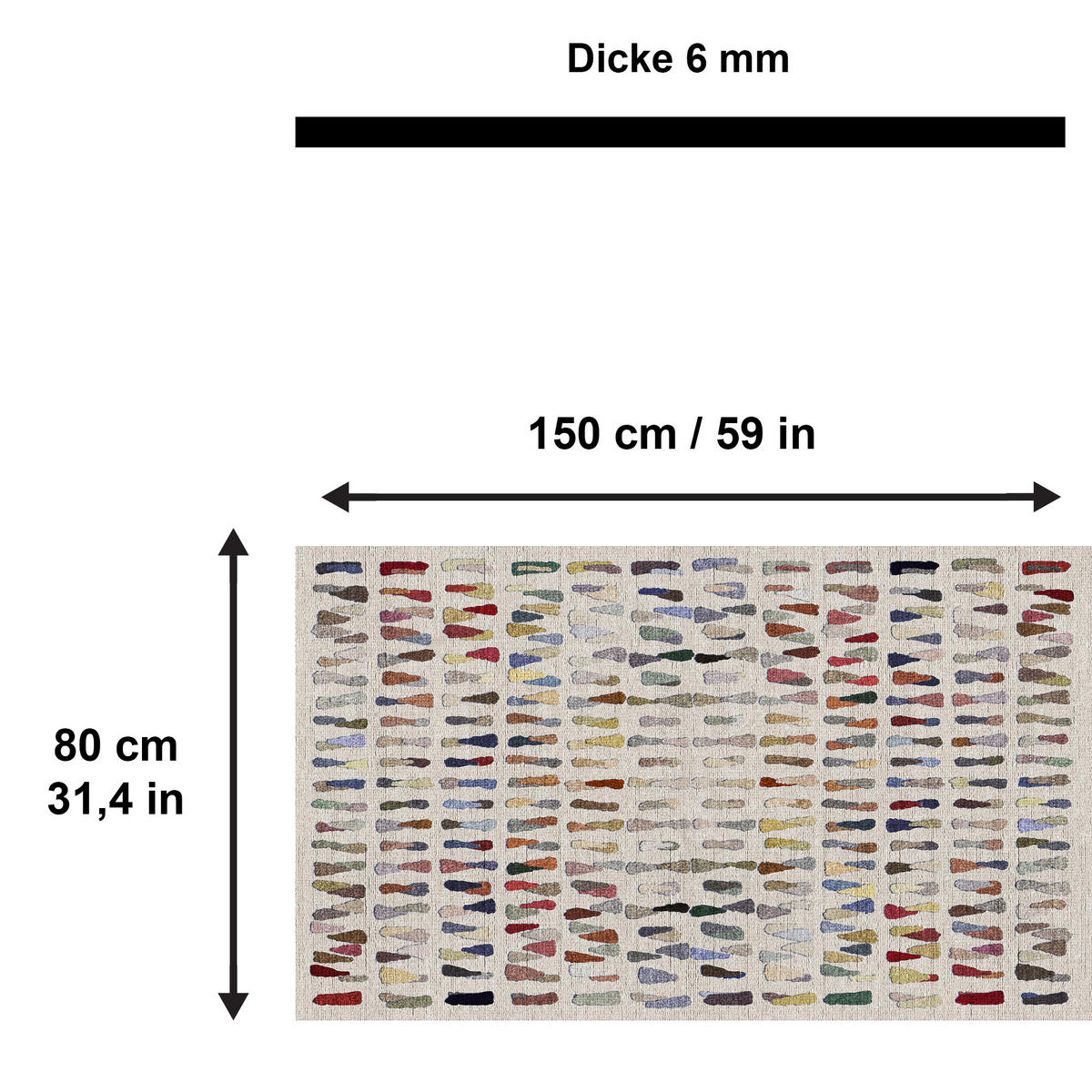 TEPPICH Zola 80x150 cm - Multicolor, Textil (80/150cm) - Bamyum