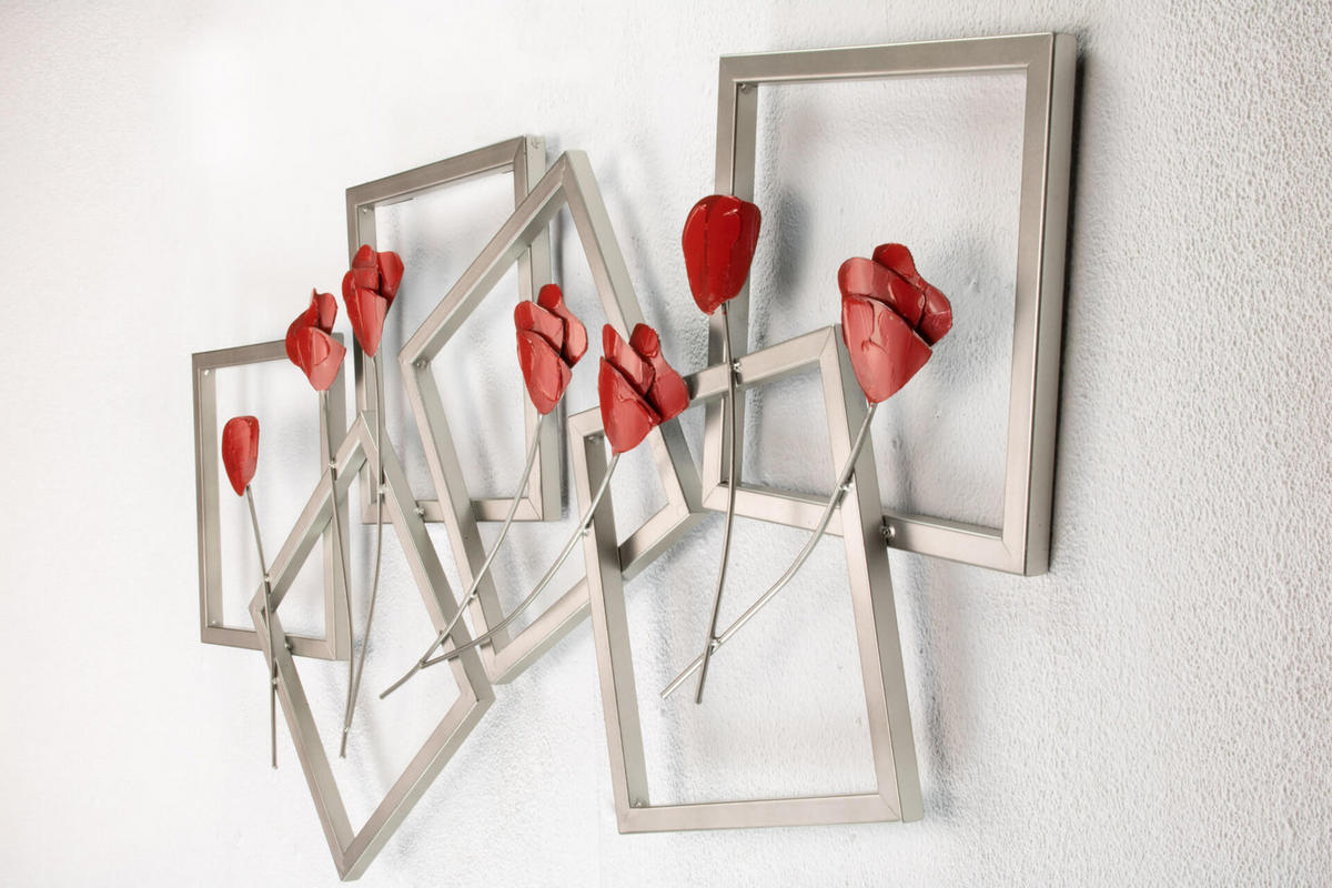 WANDDEKO Rot 97/50 cm - Rot, Metall (1.7/50/5cm) - KUNSTLOFT