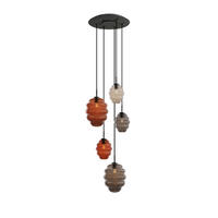 GALERIELEUCHTE Echos 5-flammig Mehrfarbig Ø 18/25cm - Multicolor/Schwarz, Glas (18/18/20cm) - s.luce