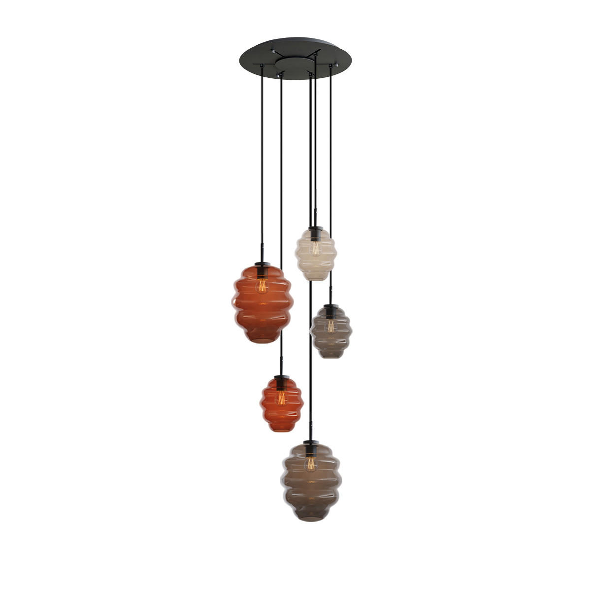 GALERIELEUCHTE Echos 5-flammig Mehrfarbig Ø 18/25cm - Multicolor/Schwarz, Glas (18/18/20cm) - s.luce