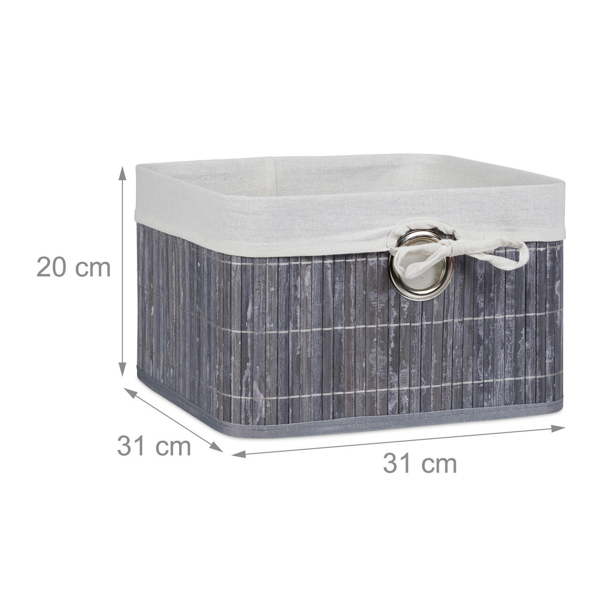 ÚLOŽNÝ koš - sivá, kov/drevo (31/20/31cm) - Relaxdays