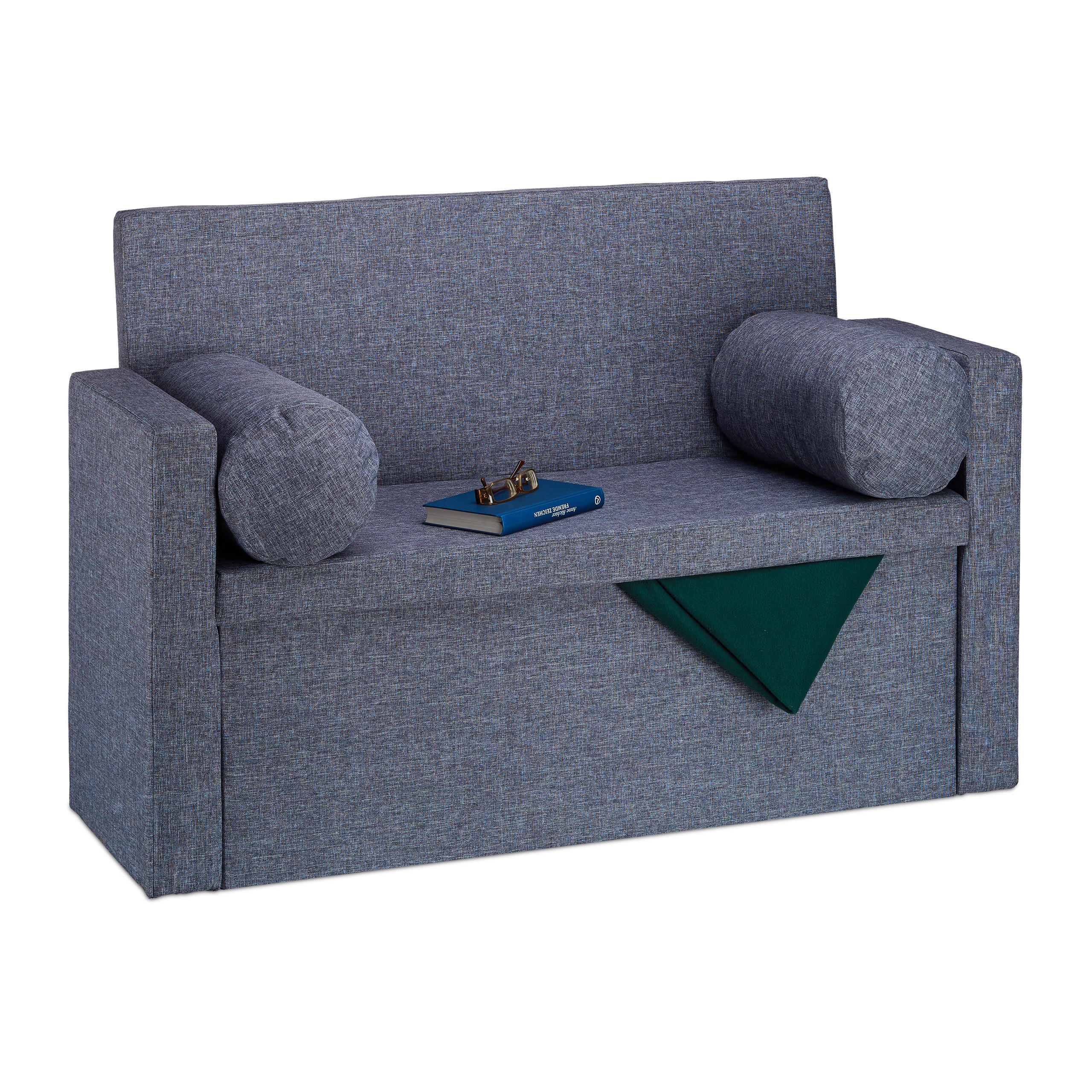 SITZBANK - Anthrazit, Holzwerkstoff/Textil (115/75/47cm) - Relaxdays