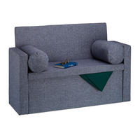 SITZBANK - Anthrazit, Holzwerkstoff/Textil (115/75/47cm) - Relaxdays