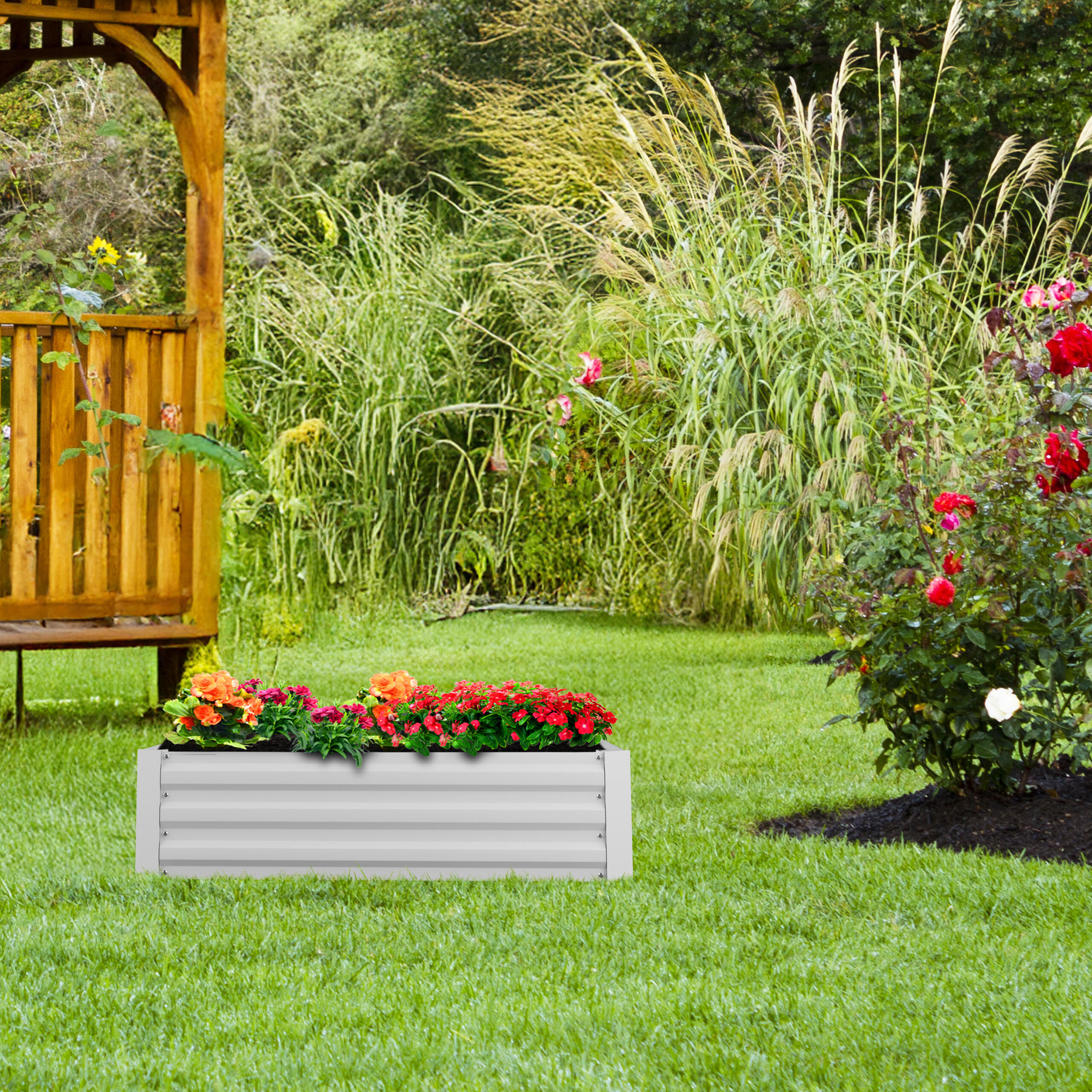 HOCHBEET - Weiß, Metall (120/30/90cm) - Relaxdays