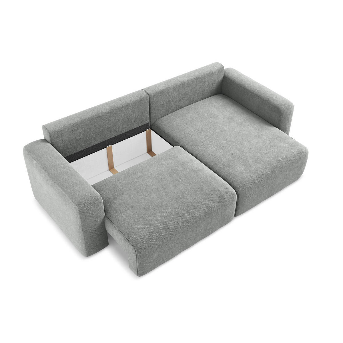 ECKSOFA mit Schlaffunktion rechts Chenille Stoff Grau - Blau/Schwarz, Kunststoff/Textil (244/149cm) - LaMiaSofa