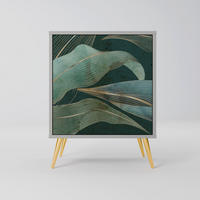 SIDEBOARD ROYAL GREEN, Grau, 57,5x42x75,5 cm, Goldfarbene Metallfüße - Goldfarben/Multicolor, Holzwerkstoff/Metall (57.5/75.5/42cm) - SpaceRebels