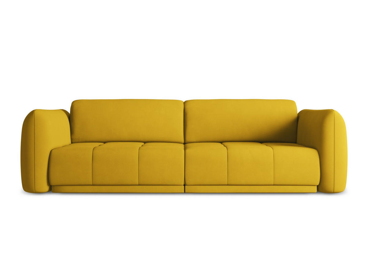 3-SITZER SOFA Chenille Stoff Gelb - Currygelb/Gelb, Kunststoff/Textil (210/74/105cm) - Makamii