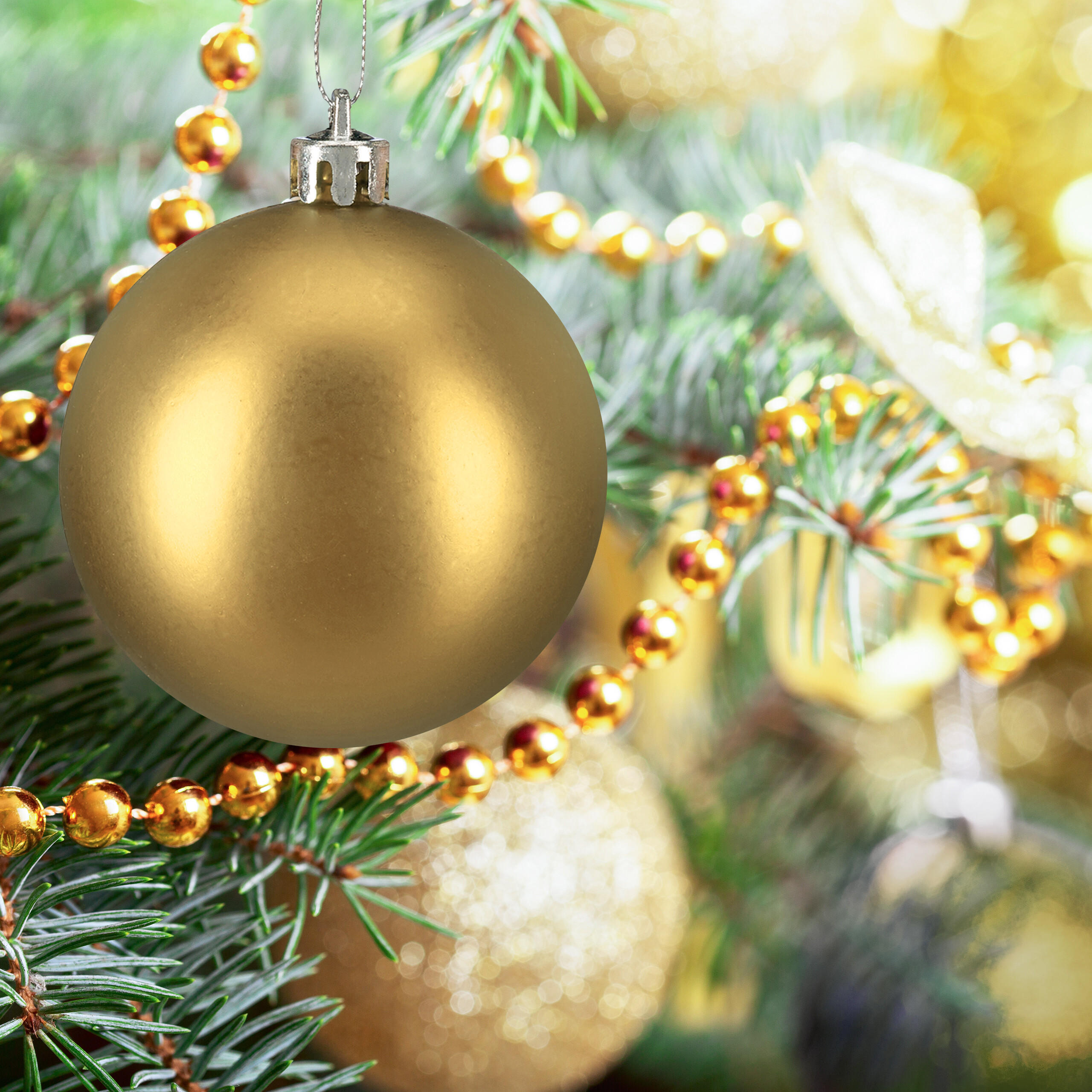 100XWEIHNACHTSKUGELN - Goldfarben, Kunststoff (6/7/6cm) - Relaxdays