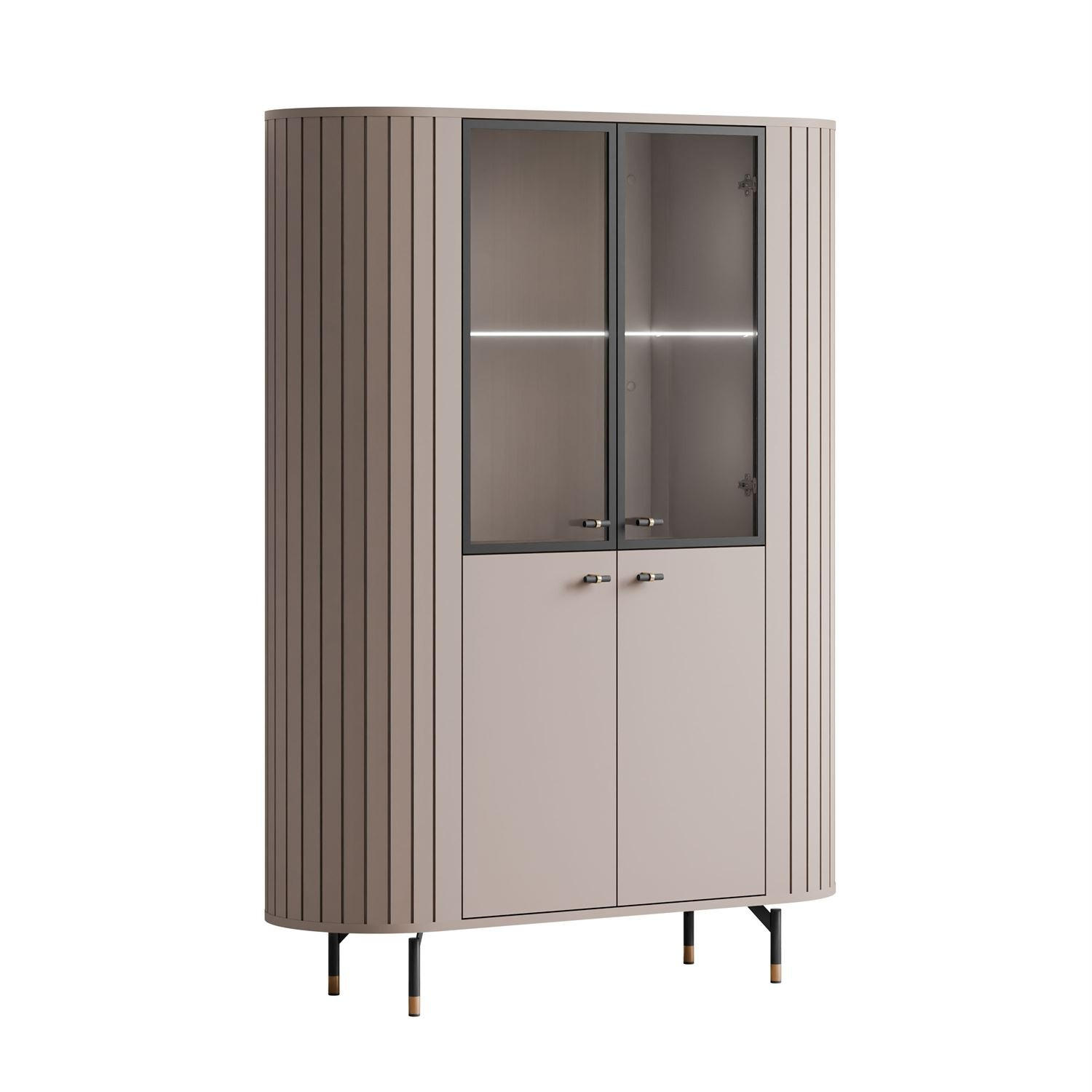 VITRINE ELODIE mit LED-Beleuchtung Kaschmir - Kaschmir, Holzwerkstoff (112/155/40cm) - Lookway