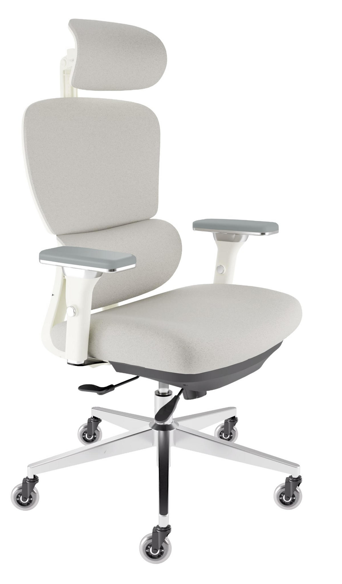 BÜROSTUHL ProSeat Creme-Weiß - Beige/Silberfarben, Kunststoff/Textil (70/145/70cm) - Clouvou
