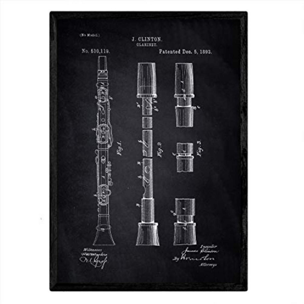 POSTER Klarinette Patent A3 Rahmenlos - Klar, Papier (29.7/5/42cm) - Nacnic