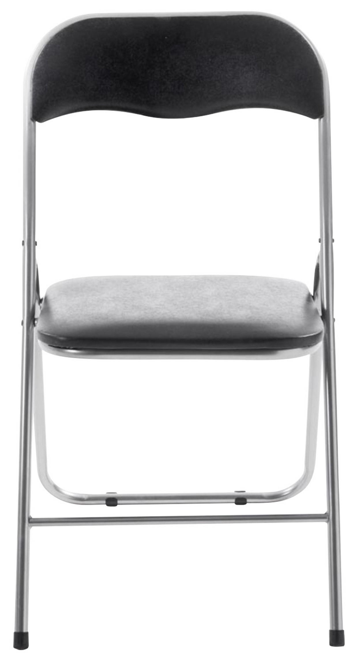 BESUCHERSTUHL 4er Set Lederlook schwarz/silber - Silberfarben/Schwarz, Textil/Metall (45/78/45cm) - CLP