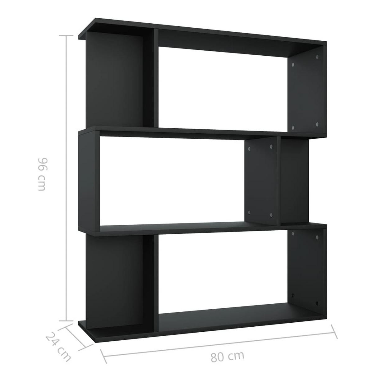 BÜCHERREGAL mit 3 Ebenen 80/24/96 cm aus Holzwerkstoff Schwarz - Schwarz, Holz (80/96/24cm) - vidaXL