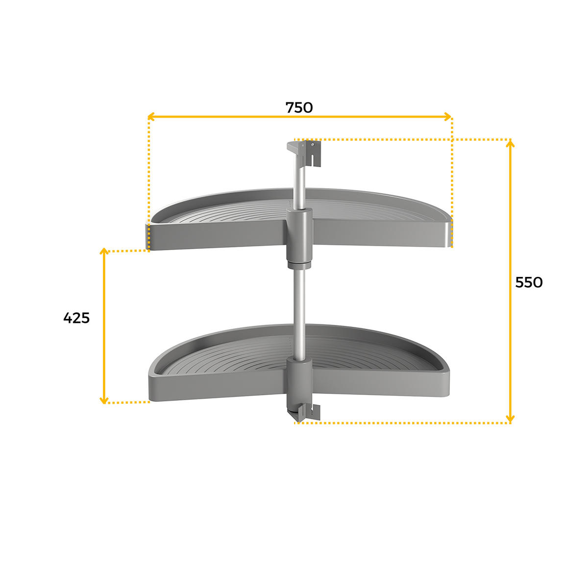 DREHPLATTEN Shelvo 1/2, für 900mm Modul, Kunststoff und Aluminium, Grau 2er-set - Grau, Kunststoff (90/55/44cm) - EMUCA