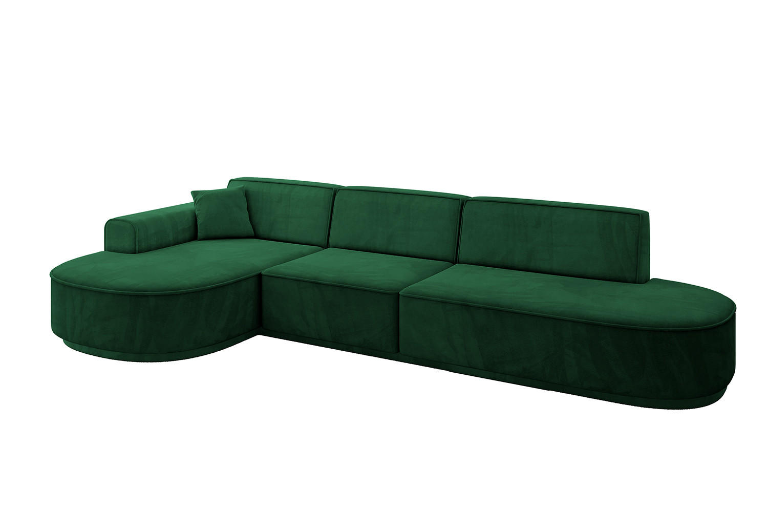 ECKSOFA Ottomane Links MARI-L2-v3 - 328x171x83 cm Dunkelgrün Velours - Dunkelgrün/Schwarz, Holzwerkstoff/Kunststoff (328/171cm) - ALTDECOR