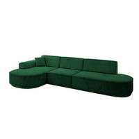 ECKSOFA Ottomane Links MARI-L2-v3 - 328x171x83 cm Dunkelgrün Velours - Dunkelgrün/Schwarz, Holzwerkstoff/Kunststoff (328/171cm) - ALTDECOR