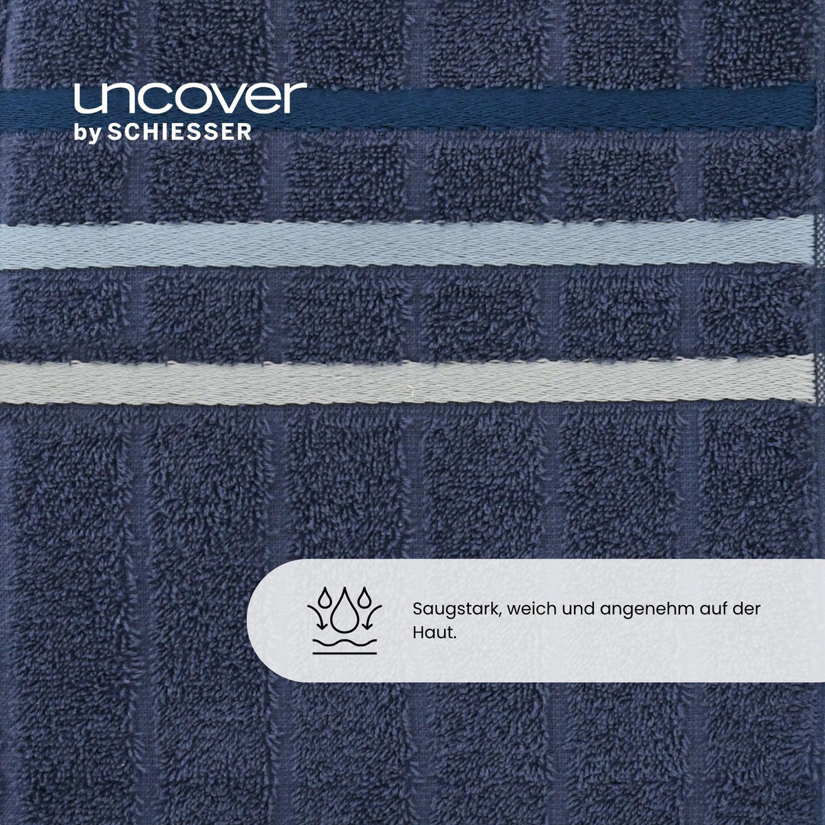 DUSCHTUCHSET Ohio - 2-teilig - 70 x 140 cm - Dunkelblau - Dunkelblau, Textil (70/140cm) - Uncover by Schiesser