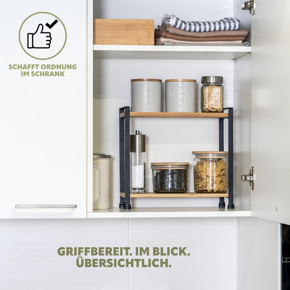 GEWÜRZREGAL Bambus/Metall schwarz - Schwarz, Holz (33/30.5/14.5cm) - eluno