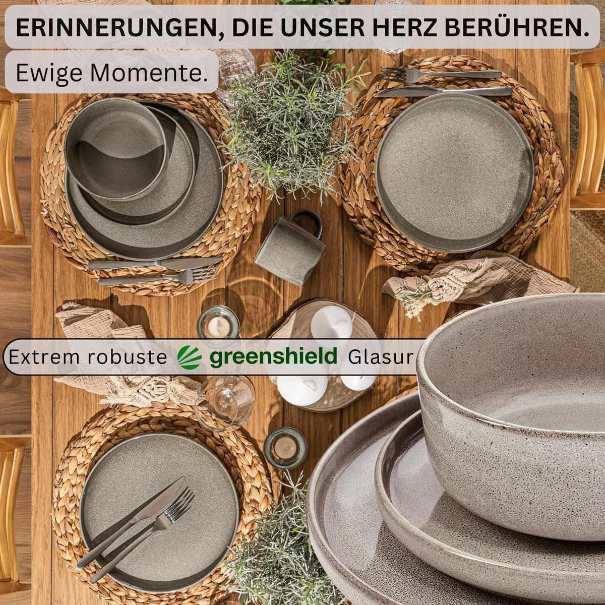 TAFELSERVICE KAIRO CLAY - 16 teilig aus Steingut - Grau, Keramik (40/50/40cm) - Sänger