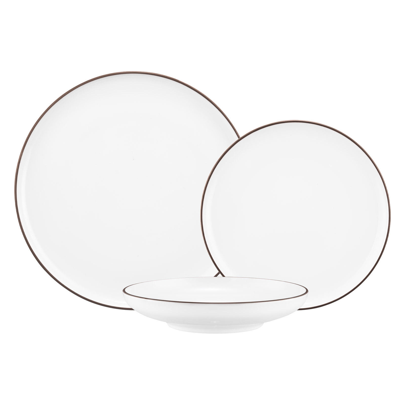 TELLER-SET Sento Home Pure Lines Chocolate Brown 18-tlg. - Dunkelbraun, Keramik (2/2/2cm) - Seltmann Weiden
