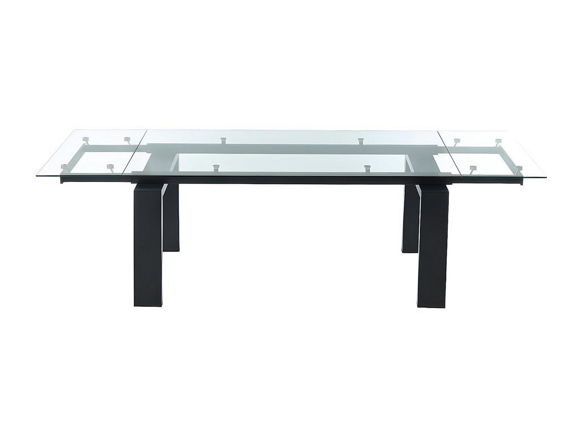 ESSTISCH ausziehbar - Glas & Metall - Schwarz - LUBANA - Transparent/Schwarz, Glas (100/270/76cm) - Vente-Unique