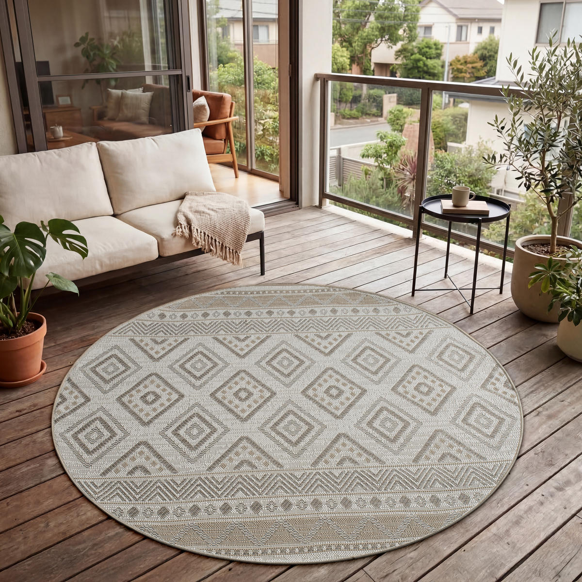 OUTDOORTEPPICH 80/80 cm Vermont 184 - Beige, Textil (80/80cm) - Paco Home