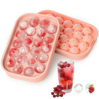 EISWÜRFELFORM Silikon Rund 2er Set Rosa - Rosa, Kunststoff (12/3.8/20cm)