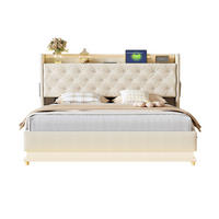 POLSTERBETT 160x200 Beige Leinen LED Stauraum - Beige, Textil (160/200cm) - FLIEKS