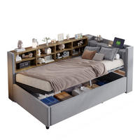 POLSTERBETT 90/200 cm Hellgrau aus Samt mit Stauraum - Hellgrau, Textil (90/200cm) - OKMYHOME